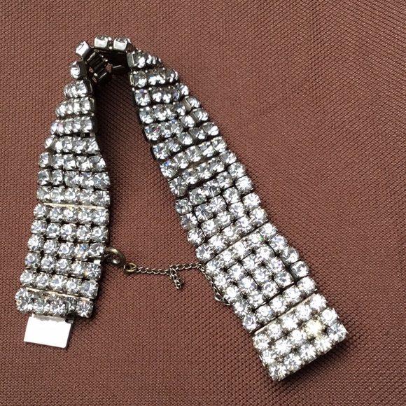Vintage white metal bezel set diamond bracelet - Picture 11 of 11